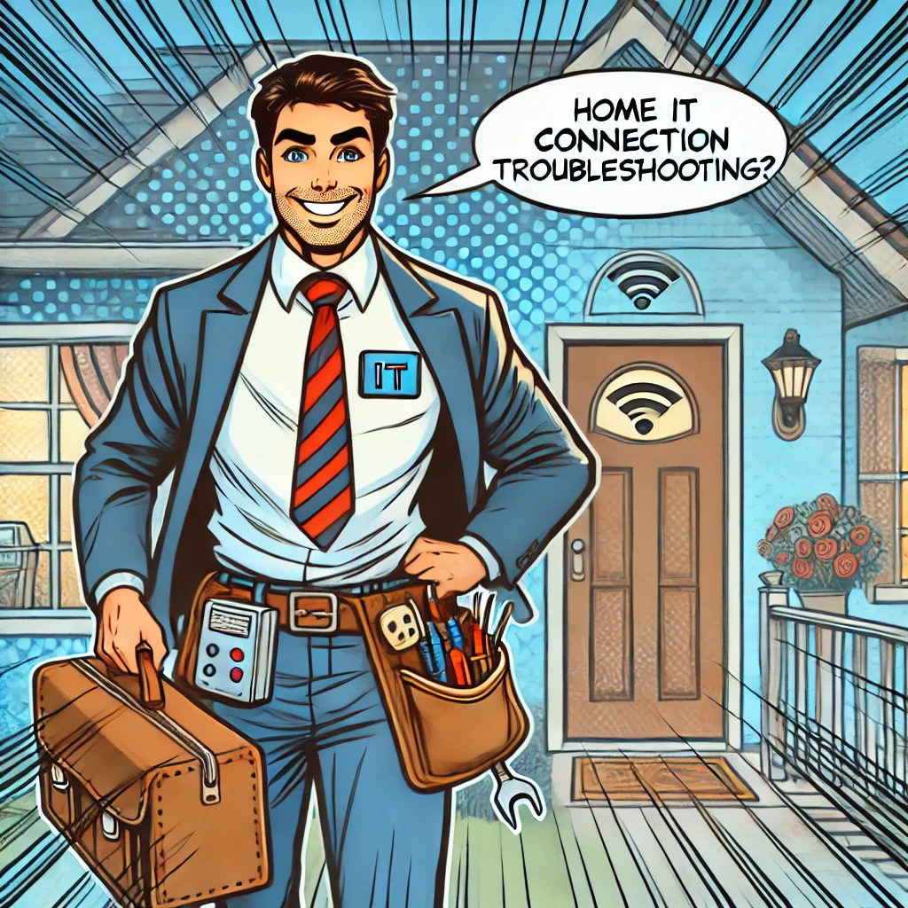 Technicien informatique à domicile prêt à résoudre un problème de connexion Internet