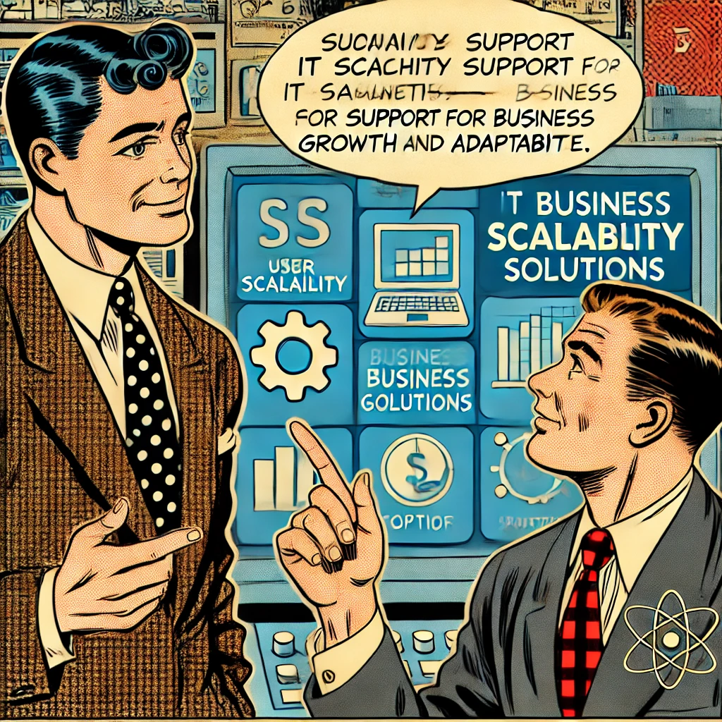 Utilisateur discutant des solutions de support informatique pour l'évolutivité et la croissance avec un technicien.