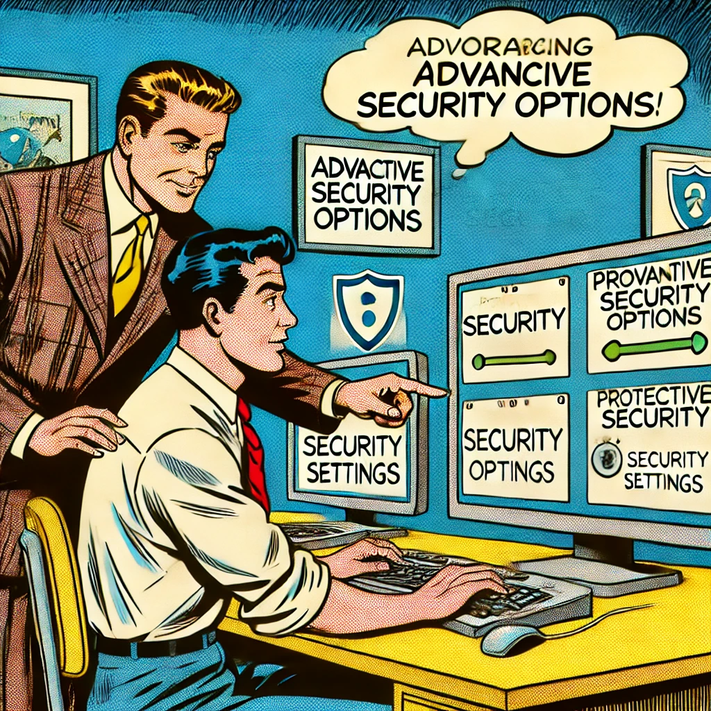un technicien configure les paramètres de sécurité avancés de son ordinateur