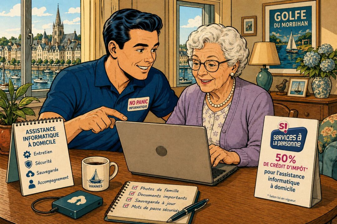Assistance informatique senior à domicile avec service à la personne et crédit d’impôt près de Vannes.
