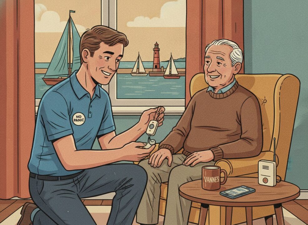 objets connectés pour seniors à Vannes : téléassistance et détecteur de chute installés à domicile