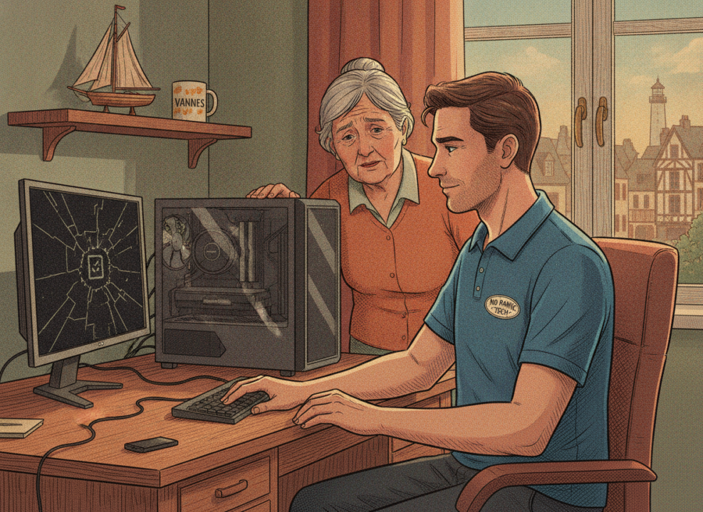 Technicien No Panic diagnostiquant un PC gamer après un plantage de jeu à Vannes